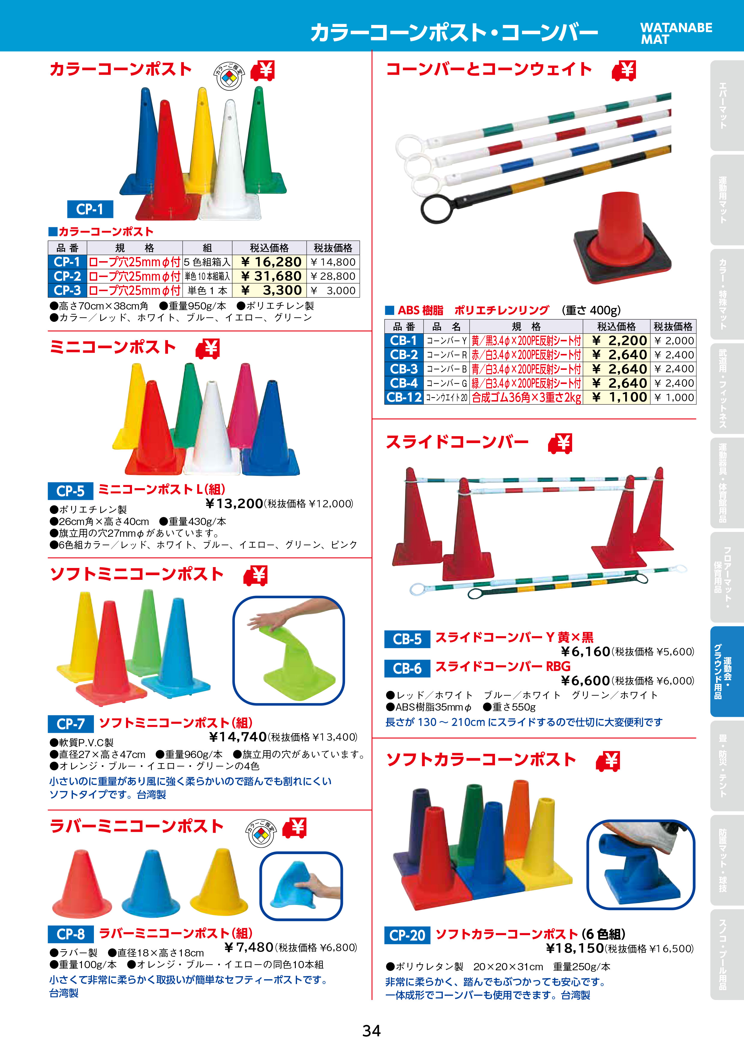 最先端 コーンバー 2m φ34 ゴム製リング 赤白 反射 20本セット 区画整理や境界用に